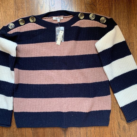 Madewell Calloway Boatneck Pullover Sweater in Stripe Mix - XXS - Picture 2 of 2